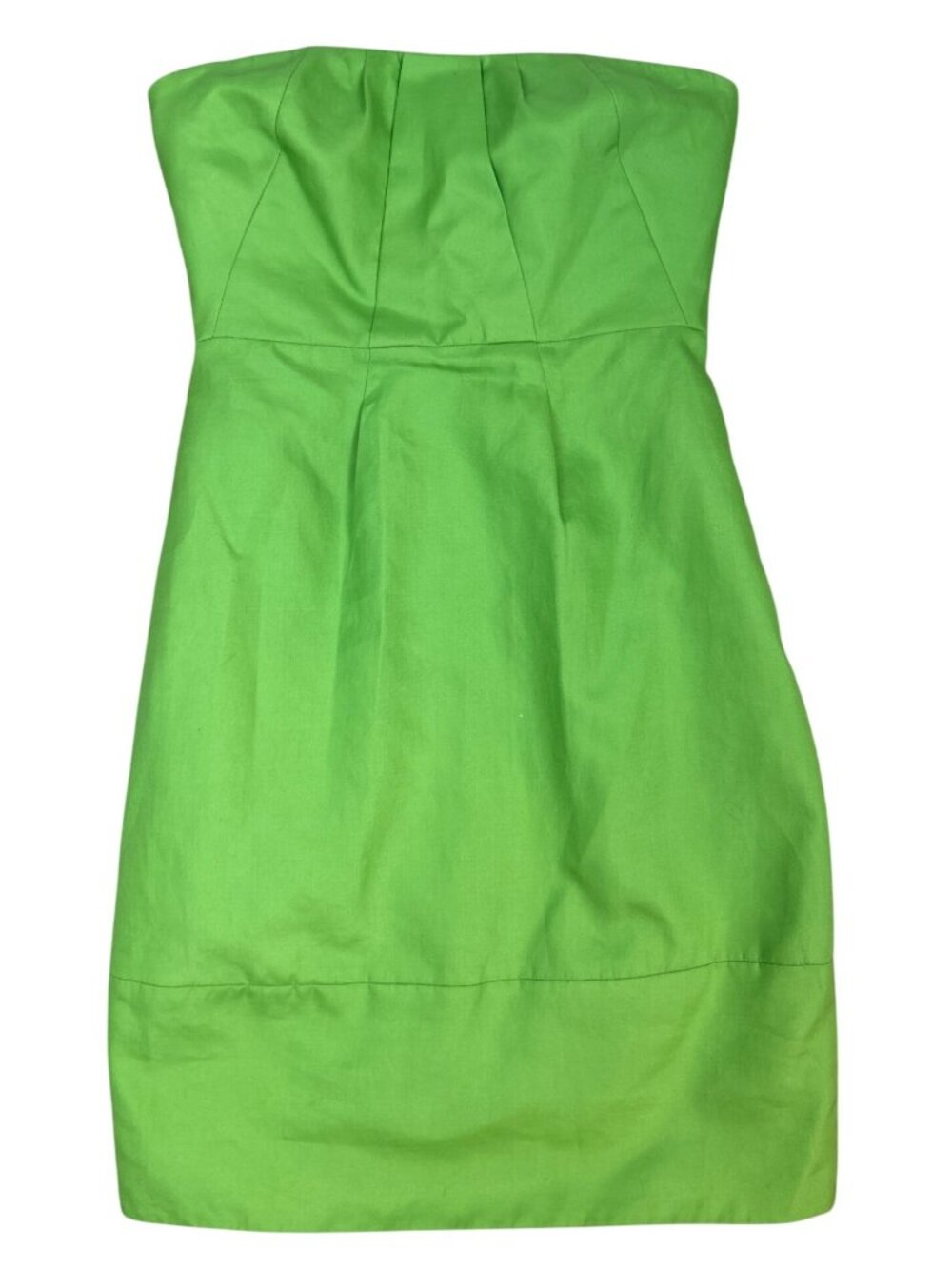 NWT J.Crew Strapless Mini Dress Sz 0P Lime Green Cotton Party Dress Pockets Chic